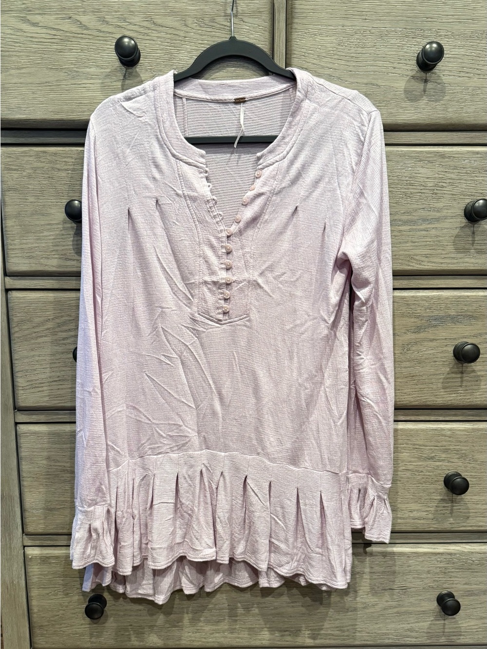 FREE PEOPLE Women’s Long Sleeve Ruffle-Hem Dress/Tunic - Light Lilac